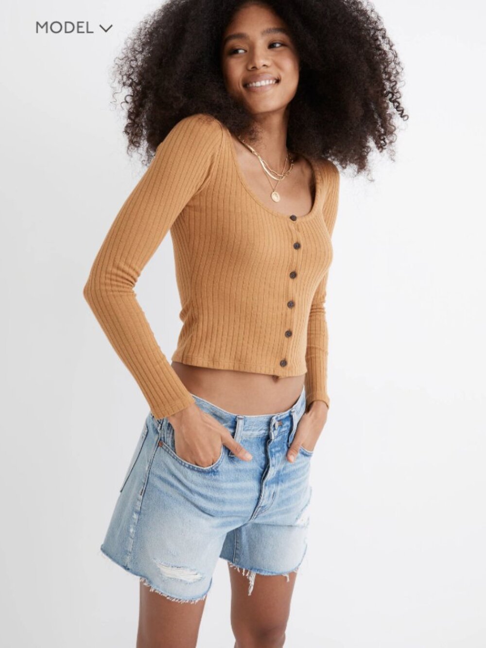 Madewell Relaxed Mid-Length Denim Shorts in Steenwick Wash: Ripped Edition